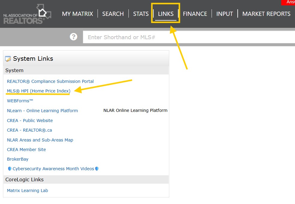Find HPI in Matrix LINKS tab